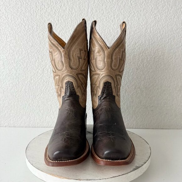 Rod Patrick Mens Cowboy Boots 12.5AA Antique Mocha Bison Brown Western Blunt Toe - Picture 6 of 12